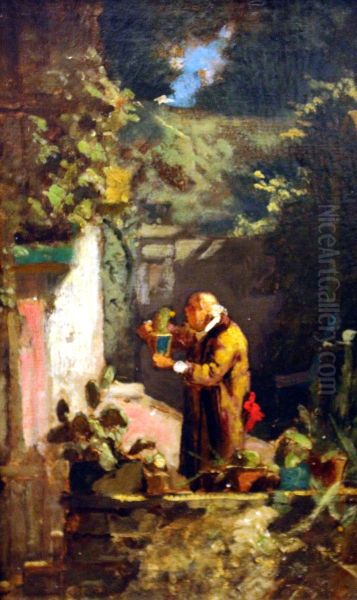 Der Herr Pfarrer als Kakteenfreund Oil Painting by Carl Spitzweg