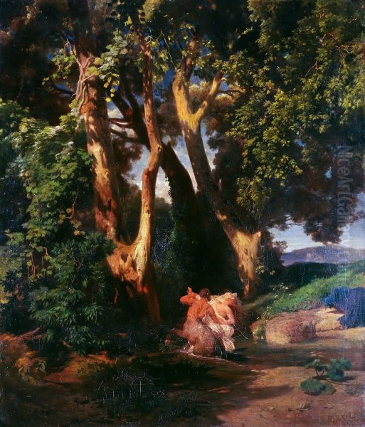 Kentaur und Nymphe Oil Painting by Arnold Bocklin