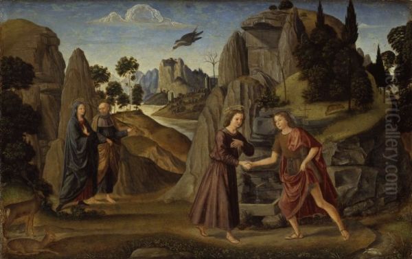 The Meeting of the Young Christ and the Young St. John Oil Painting by Domenico Ghirlandaio