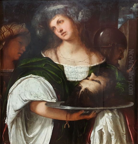 Salome mit dem Haupt Johannes des Taufers Oil Painting by Girolamo Romanino