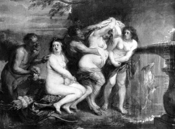 Diana and nymphs spied on by Satyrs Oil Painting by Peter Paul Rubens