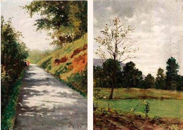 Lungo La Strada-1892 Paesaggio-1893 Oil Painting by Sofia Cacherana Di Bricherasio