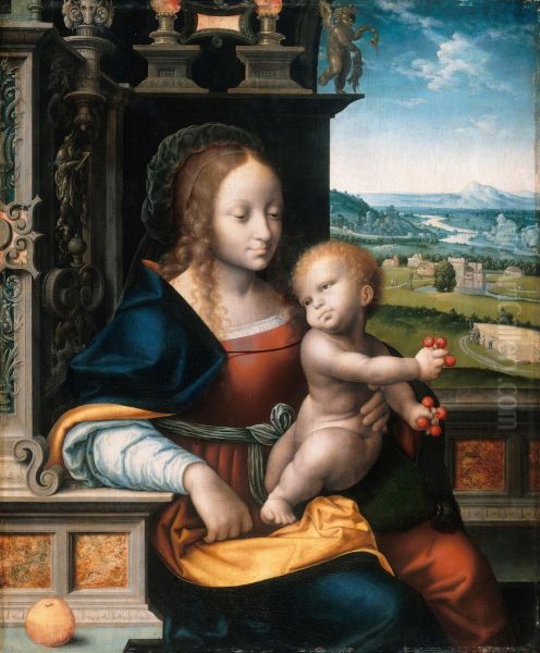 Madonna delle ciliegie Oil Painting by Joos Van Cleve