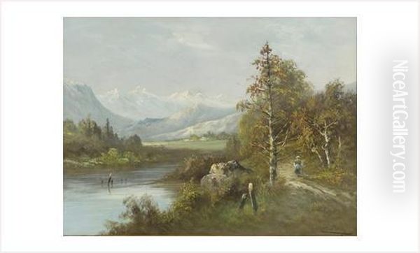 Paysage De Montagne Au Personnage Oil Painting by Carel Adolph Lion Cachet