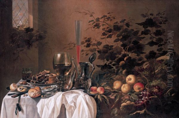 Stilll life with tumblers and fruit Oil Painting by Pieter Claesz