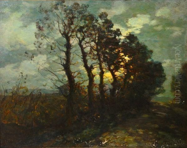 Arbres Le Long D'un Sentier. Oil Painting by Francois Charles Cachoud