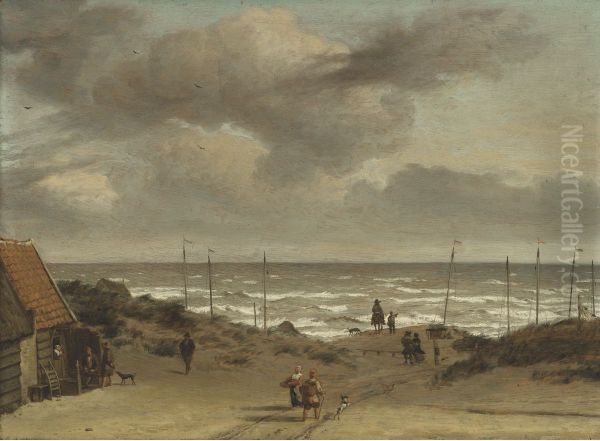 View from the Dunes out to Sea Oil Painting by Adriaen Van De Velde