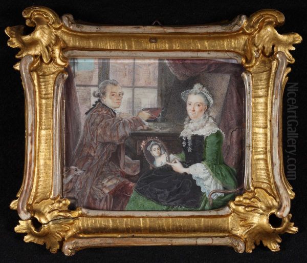 Self-Portrait with his Wife Oil Painting by Daniel Nikolaus Chodowiecki