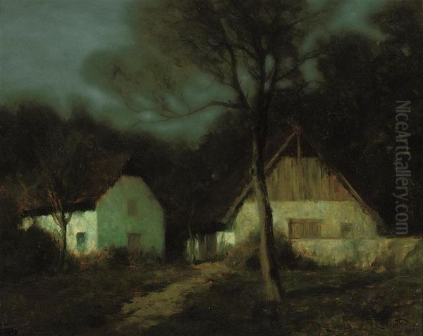 Nightfall At The Farm Oil Painting by Francois Charles Cachoud