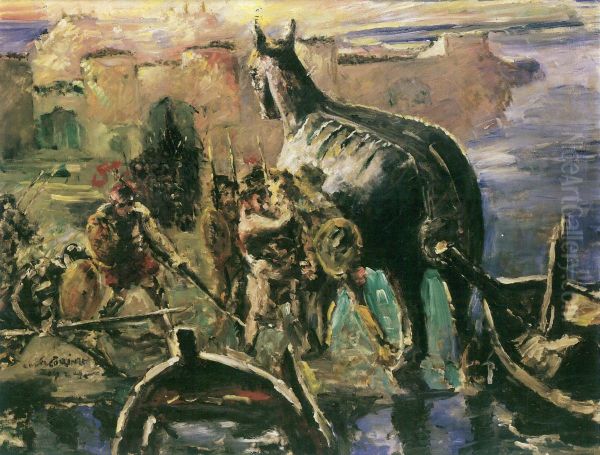 Das Trojanische Pferd Oil Painting by Lovis Corinth