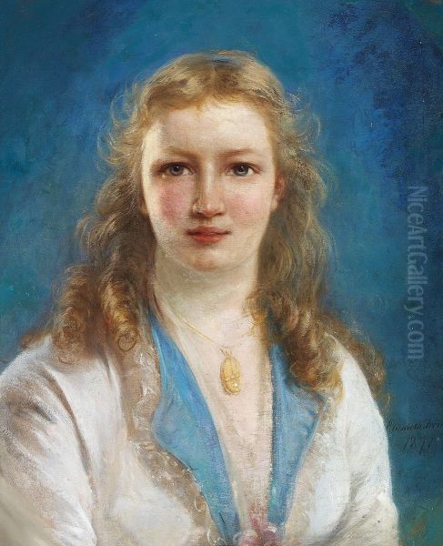 Portraet af Caroline Elisabeth Nanny Jerichau. Oil Painting by Elisabeth Baumann