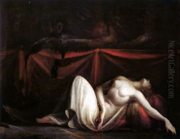 The Erinyes Drive Alcmaeon from the Corpse of his Mother, Eriphyle, Whom He Has Killed. Oil Painting by Henry Fuseli