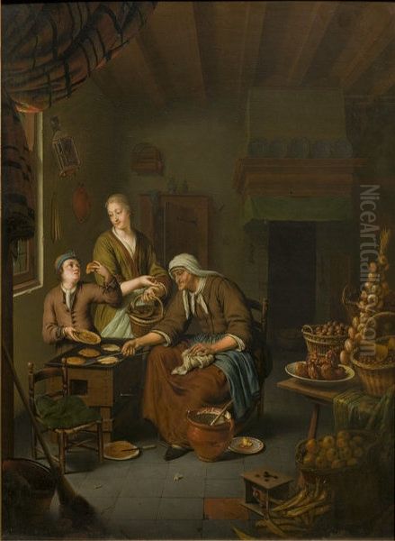 The Pancake Woman Oil Painting by Willem van Mieris