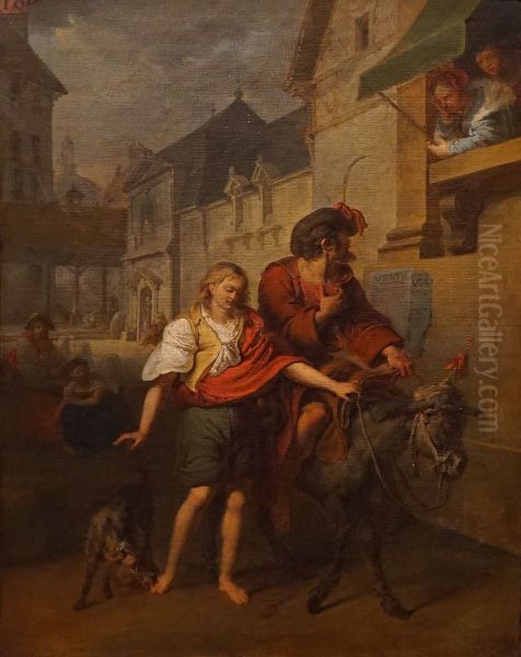 The Miller, His Son, and the Donkey Oil Painting by Hortense Haudebourt-Lescot