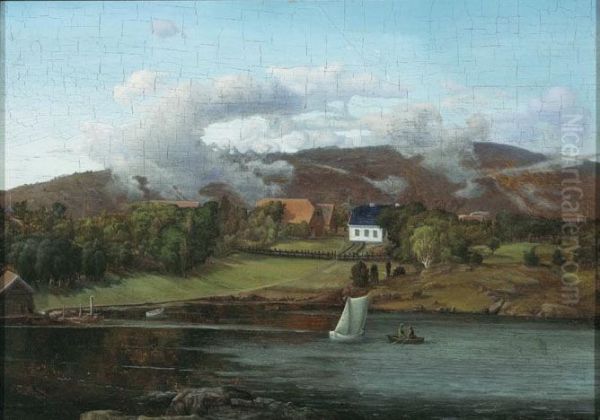 Fra Hindal (sjosiden) Oil Painting by Lars Hertervig