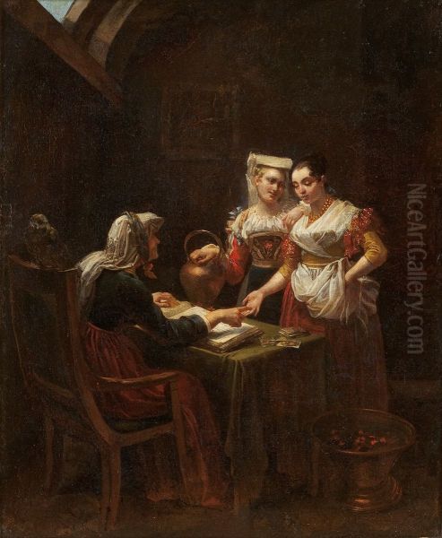 The Fortune Teller Oil Painting by Hortense Haudebourt-Lescot