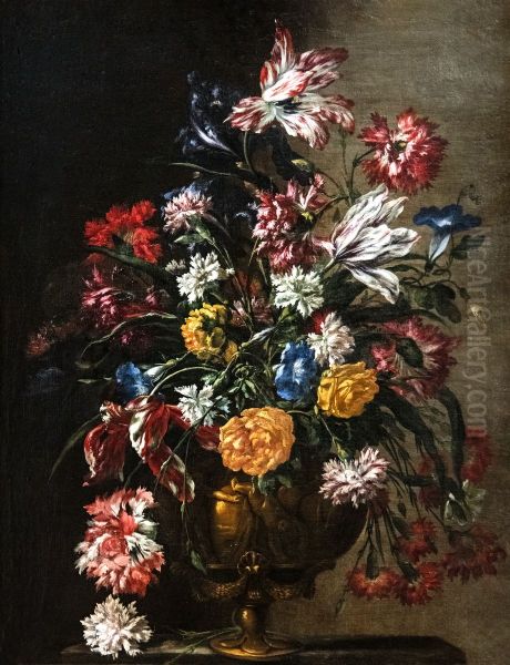 Fleurs dans un vase Oil Painting by Jean-Baptiste Monnoyer