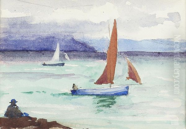 Fishing Boats, Iona Oil Painting by Francis Campbell Boileau Cadell