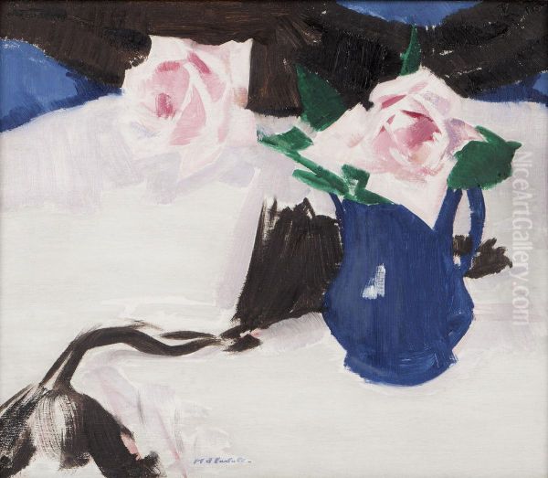 A Still Life Of Roses Oil Painting by Francis Campbell Boileau Cadell