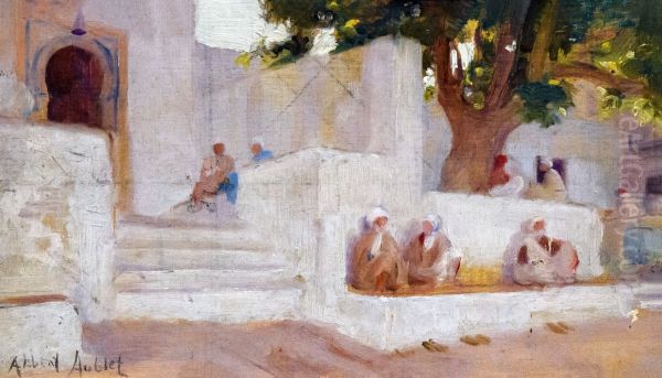 Devant la mosquee Oil Painting by Albert Aublet