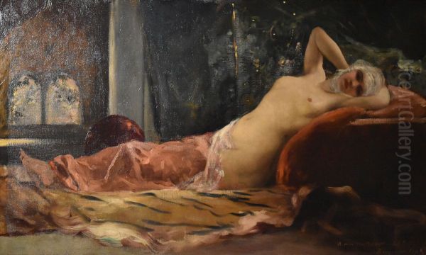 Odalisque Oil Painting by Jean-Joseph Benjamin-Constant