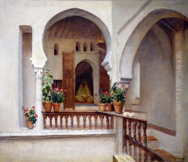 Femme dans un interieur a Alger Oil Painting by Paul-Albert Girard