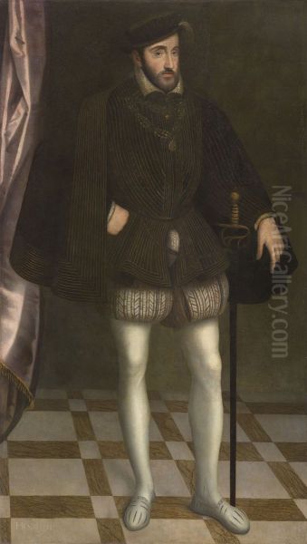 Portrait en pied de Henri II, vers 1547 Oil Painting by Francois Clouet