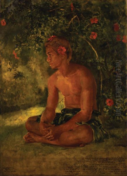 Sketch of Maua, Apia, One of Our Boat Crew Oil Painting by John La Farge