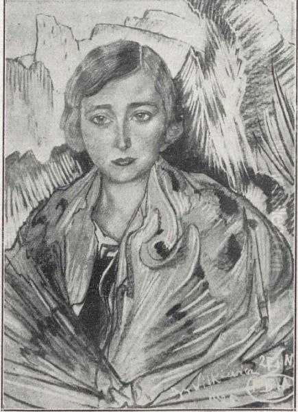 Portrait of Ms. Janina Szreniawa Oil Painting by Stanislaw Ignacy Witkiewicz