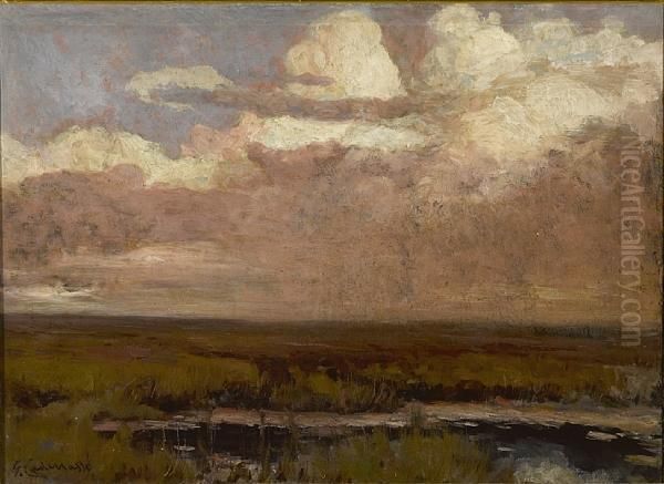 Storm Over A Marsh Oil Painting by Giuseppe Cadenasso