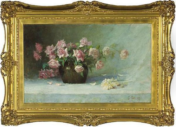 Pink Roses Oil Painting by Giuseppe Cadenasso