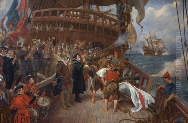 Burial of Admiral Drake Oil Painting by Thomas Davidson