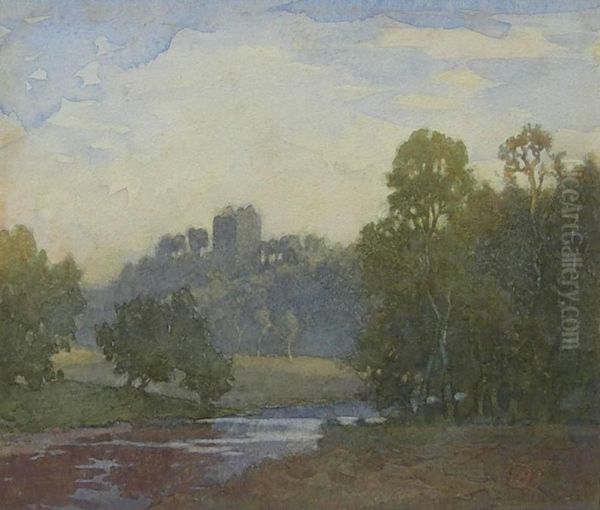 Neidpath Castle Oil Painting by James Cadenhead