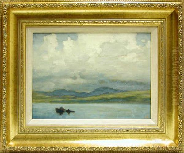 Blue Skies Over Lochscene Oil Painting by James Cadenhead