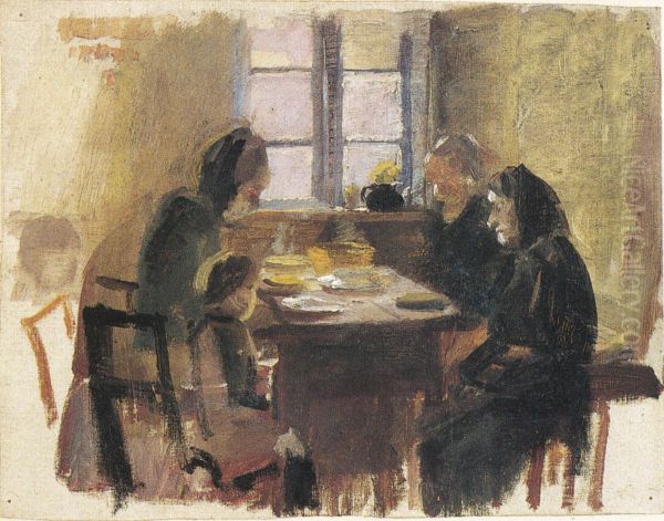 Saying Grace (HAF3074) Oil Painting by Anna Ancher