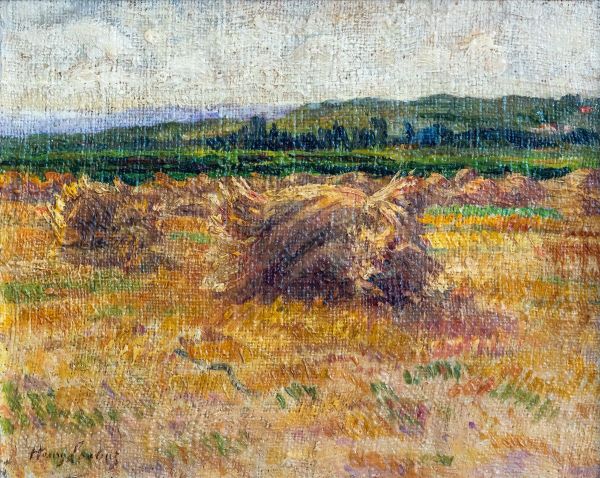 Haystack Oil Painting by Henri Loubat