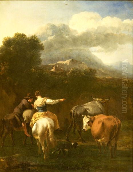 Shepherd and Shepherdess Oil Painting by Nicolaes Pieterszoon Berchem