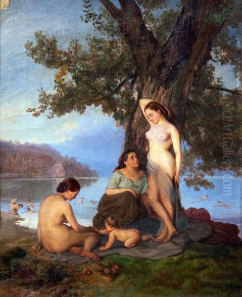 Baigneuses 895.1.168 - Firmin Salabert - Musee des Beaux-Arts de Gaillac Oil Painting by Firmin Salabert