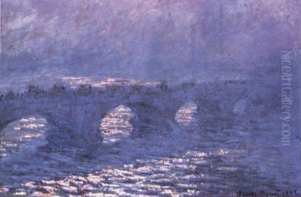 Le pont de Waterloo, effet de soleil dans la brume Oil Painting by Claude Monet