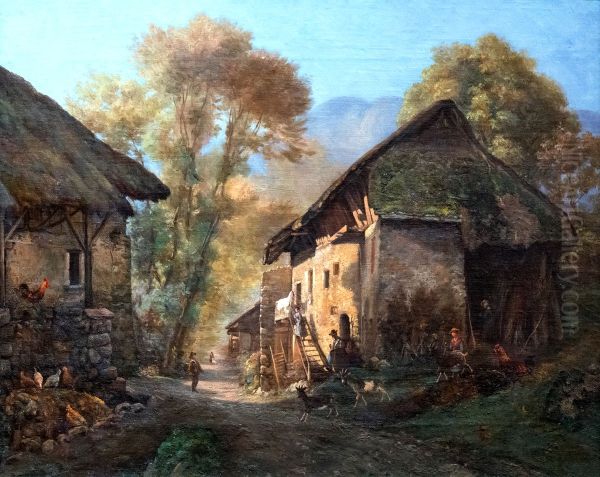 Village du Verthier, vallee de Doussard - Firmin Salabert - Musee des Beaux-Arts de Gaillac Oil Painting by Firmin Salabert