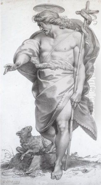 Standing Figure Of Christ As The Good Shepherd Oil Painting by Giuseppe Cades