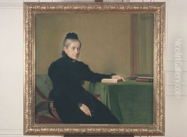 Johanna Kempe, fodd Wallis (1818-1909) Oil Painting by Julius Kronberg