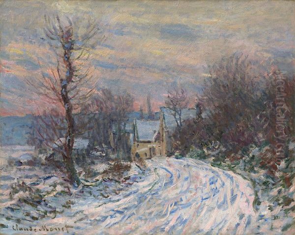 Ortseingang von Giverny im Winter Oil Painting by Claude Monet