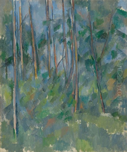 Forest Interior Oil Painting by Paul Cezanne