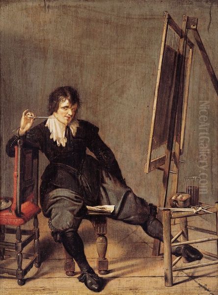 An Artist in his Studio Oil Painting by Pieter Codde