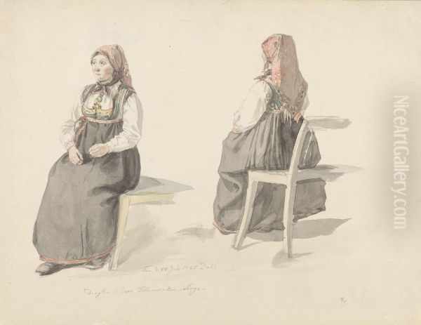 Costume Studies, Tinn in Telemark Oil Painting by Johan Christian Dahl