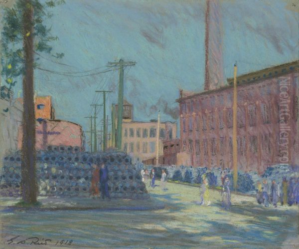 Shell Piles - Russell Motor Company, Toronto Oil Painting by George Agnew Reid