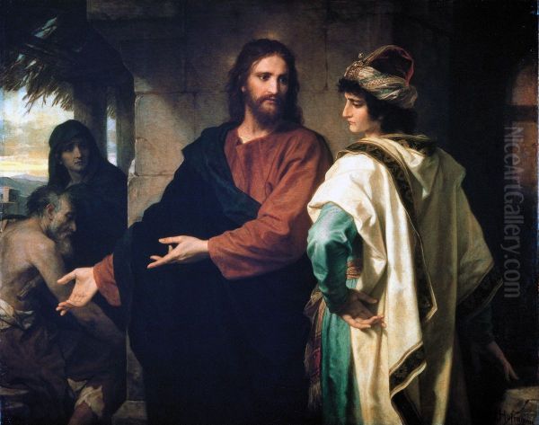 Christ and the young rich ruler Oil Painting by Heinrich Hofmann