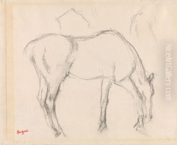 Horse grazing Oil Painting by Edgar Degas