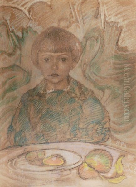 The child at the table Oil Painting by Stanislaw Ignacy Witkiewicz